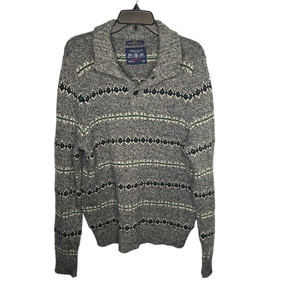 American Eagle Henley Sweater Mens Size Medium Athletic Fit Rabbit Hair Blend - Picture 1 of 9